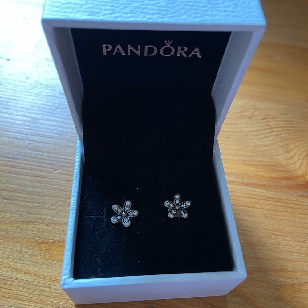 Pandora sterling silver flower earring